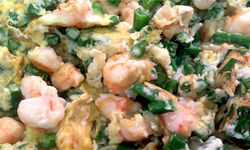 Egg Fu Young with Shrimps and Chinese Long Green Bean 豆角蝦炒蛋