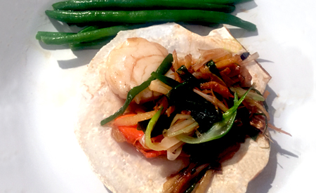Steamed Scallops on a Half Shell with Ginger Scallion Sauce 薑葱蒸帶子